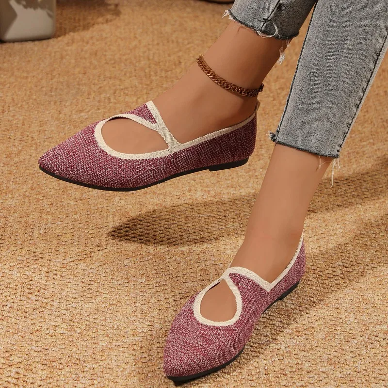 Женская модная обувь на плоской подошве осенние новые вязаные дышащие