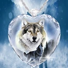 Модное ожерелье с кристаллами в форме сердца дикого волка Изысканная подвеска воющего волка ювелирные изделия персонализированные аксессуары для вечерние женский подарок