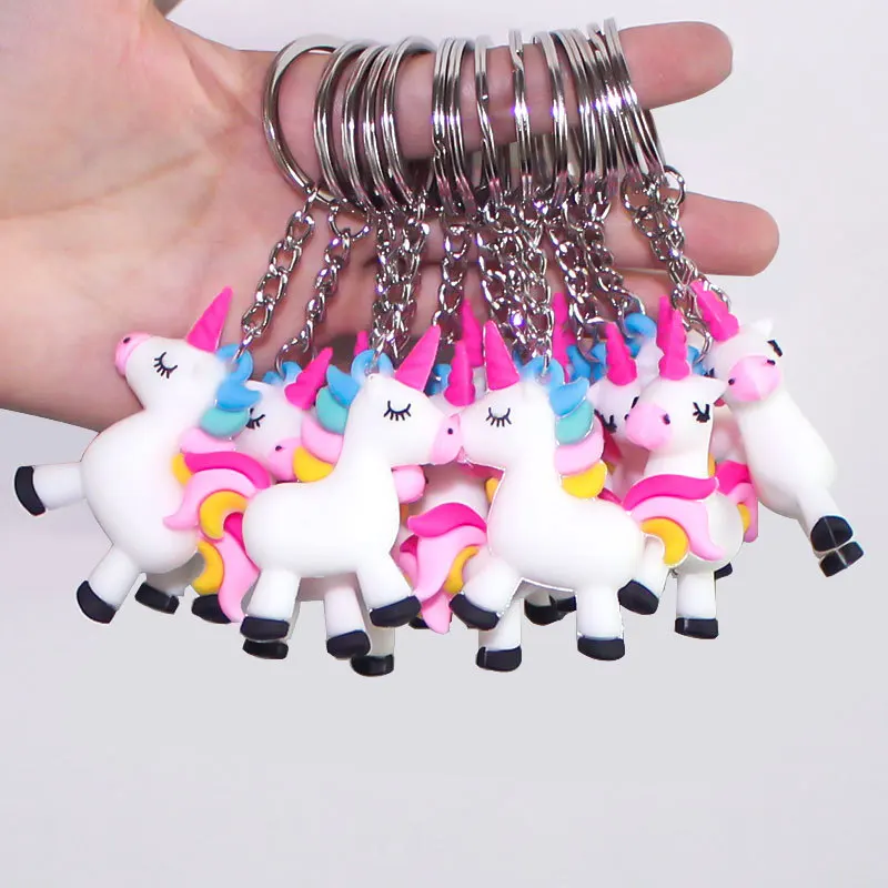 

Cartoon Small Unicorn Pendant Key Pendant Plush Toys Keyring Girl Kids Gift Silicon Soft Toys