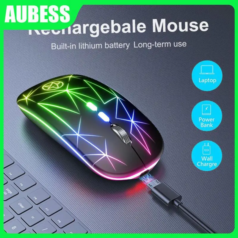 

Wireless Mouse Rechargeable 1000-1200-1600 Dpi 2.4ghz Mouse Plug And Play Mechanical Micro-button Mute Mouse Rgb Game
