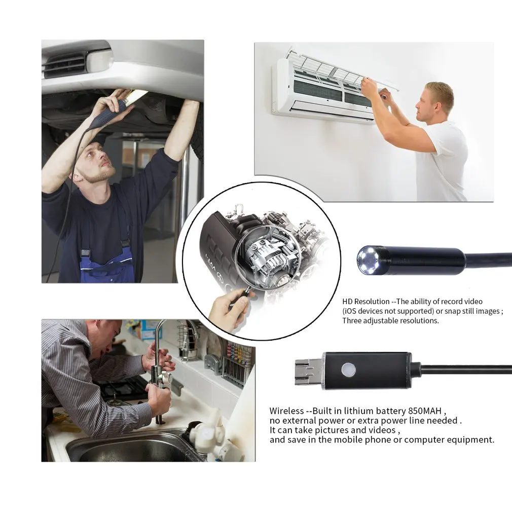 2 в 1 5 5/7 0/8 0 мм 2/5/10 м миллиона Android ПК 6 светодиодов HD эндоскоп бороскоп осмотр USB