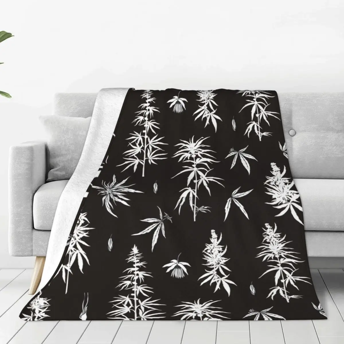

Hemp Cannabis Blanket Cover Fleece Marijuana Weed Leaf Soft Throw Blanket for Bed Bedspread