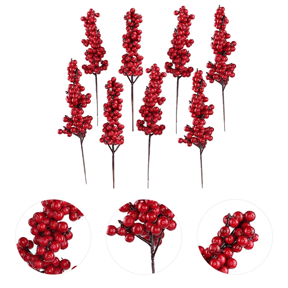 

Christmas Red Berry Berries Artificial Picks Stems Tree Pine Holly Branches Xmasdecoration Floral Wreath Pick Decorations Decor