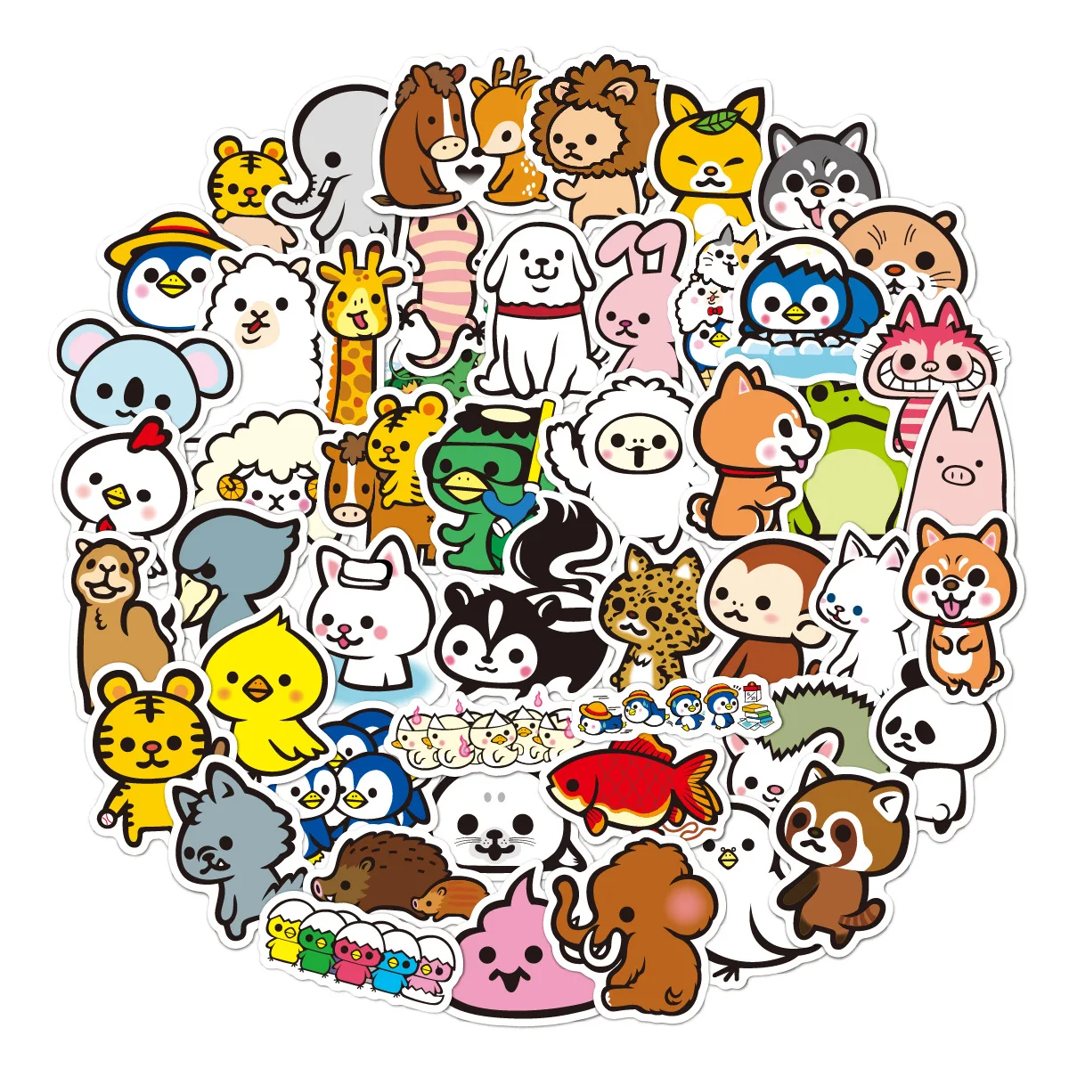 

50pcs Cartoon Animal Stickers Computer Tablets Children's Stationery Cups Guitar Car Skateboard Laptop Decoration Cute Stickers