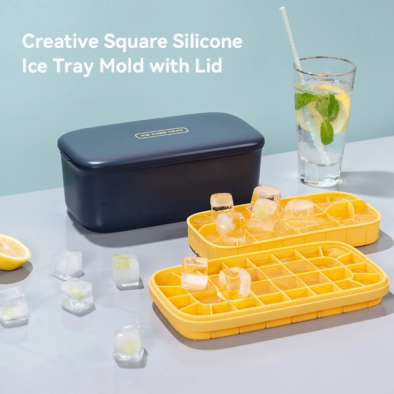 

Силиконовая форма для льда, форма для льда, Силиконовый поднос для льда, контейнер для хранения с крышкой, бара, кухонные приспособления и ак...