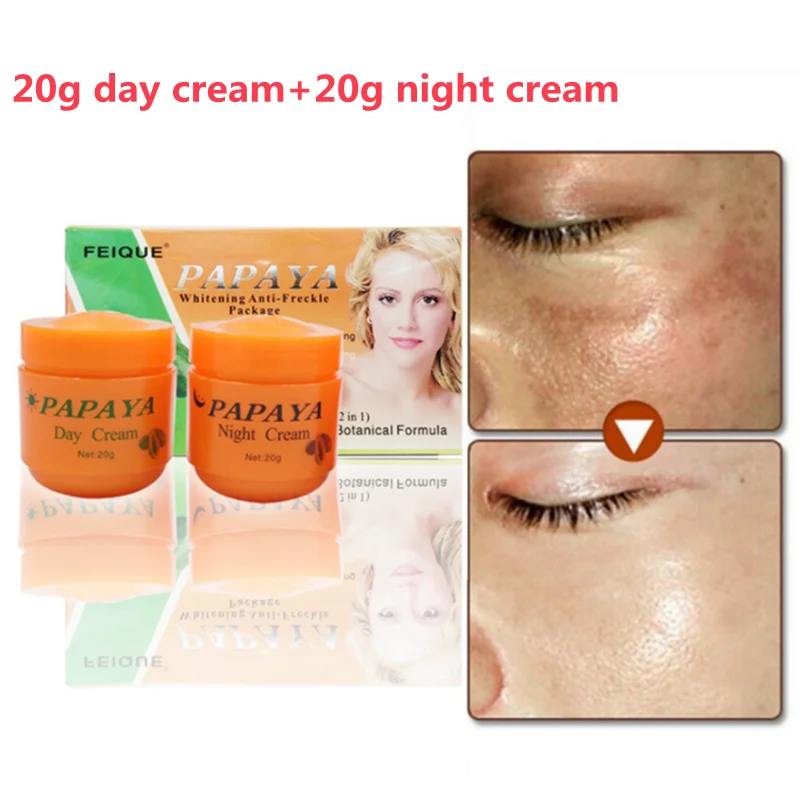 

Day Cream + 20g Night Cream Papaya Whitening Face Cream Anti Freckle Improve Dark Skin Refreshing Skin Care 2Pcs/Set 20g