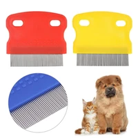 1pc stainless steel tooth tear eye care stain remover comb for pet dogs cat multifunction hair rake flea brush color random