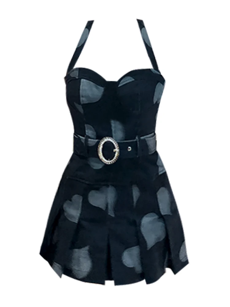 

Женское платье с лямкой на шее, синее плиссированное платье с открытыми плечами