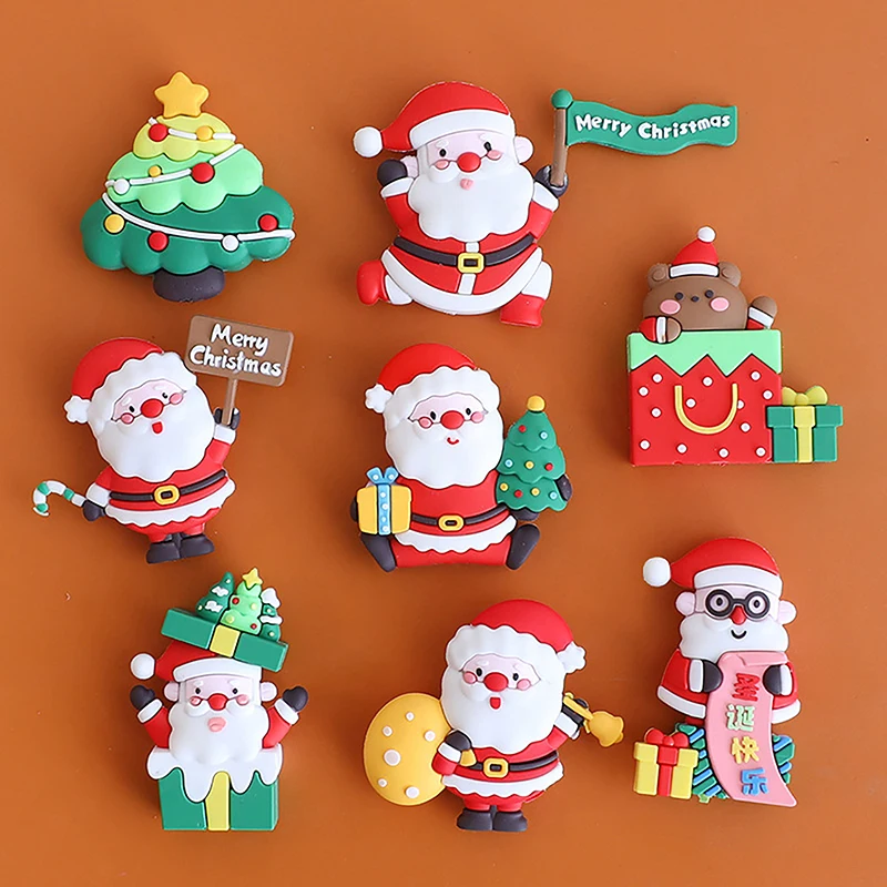 

Merry Christmas Cake Toppers Resin Cake Decoration Santa Claus Beer Happy New Year Cupcake Soft Glue Insert Card Baking Party