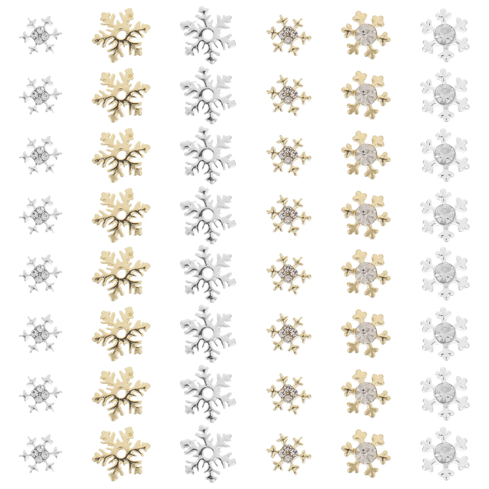

60 Pcs Snowflake Nail Charms Xmas Christmas Decore Decoraciones Para Baños Nails Gold Silver Decorations Supplies