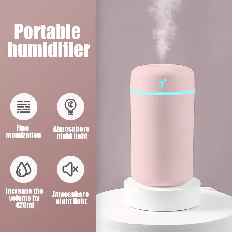 

Portable 420ml Air Humidifier Aroma Oil Humidificador for Home Car USB Cool Mist Sprayer with Colorful Soft Night Light diffuser