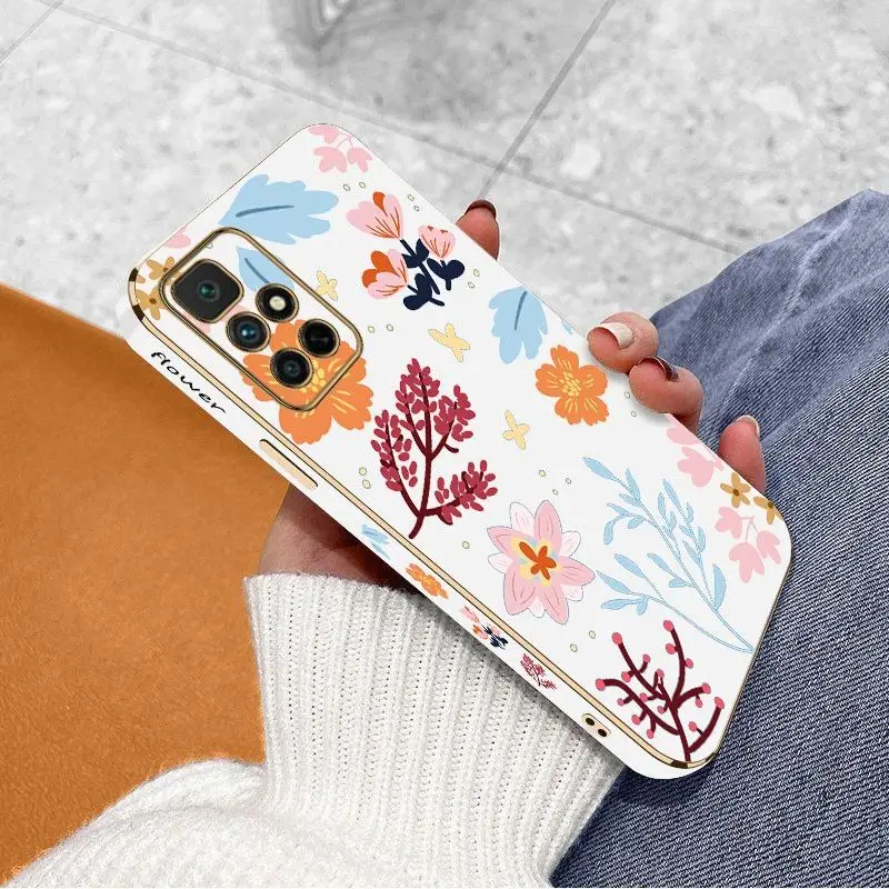 Broken Flowers Luxury Plating Phone Case For Xiaomi Redmi 10 12C 10C 10A 9 9T 9A A1 9C Cover
