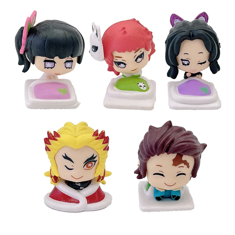 

5Pcs/Set Anime Demon Slaye Q Versionr Sitting Ghost Doll Tanjiro Nidouzi Inosuke Zenizu Action Figure Model Toy Doll Kid Gift