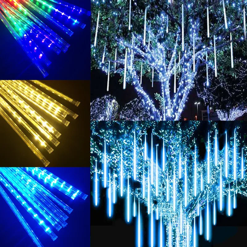 30/50cm 8 Tubes Meteor Shower Led String Lights Fairy Street Garlands Garden Lights Christmas Tree Decorations Outdoor Navidad