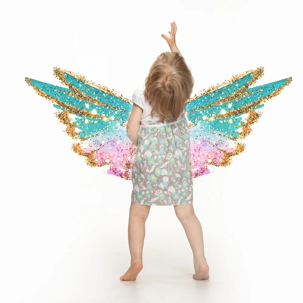 

Colorful fairy wings girl Wall Art Stickers Decal Decor Vinyl Poster Mural wallpaper removeable Custom DIY Kids gift