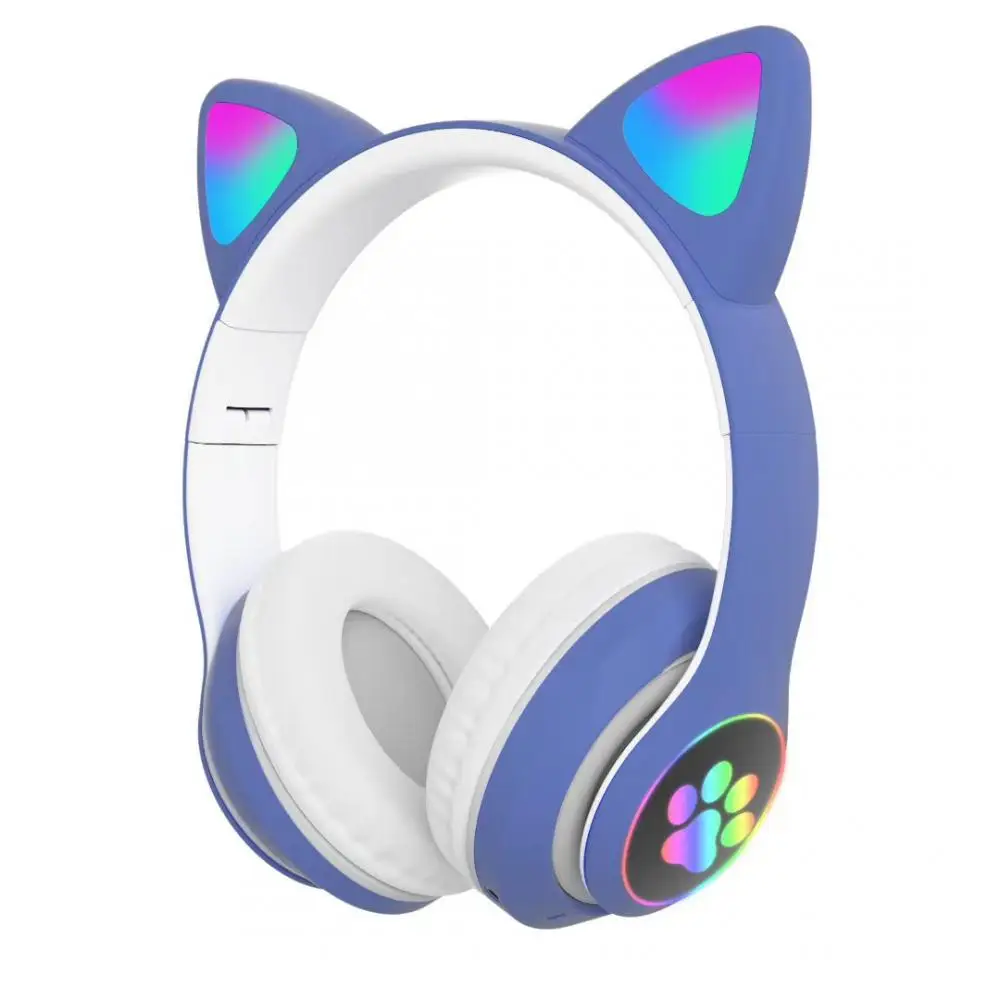 1/2/3PCS With Mic Headset Support Tf Card Rainbow Color Sport Earbuds Tws Earphone Noise Cancelling Cat Ear Headphones