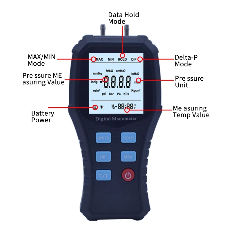 Цифровой манометр измеритель давления воздуха K30 комплект дифференциального