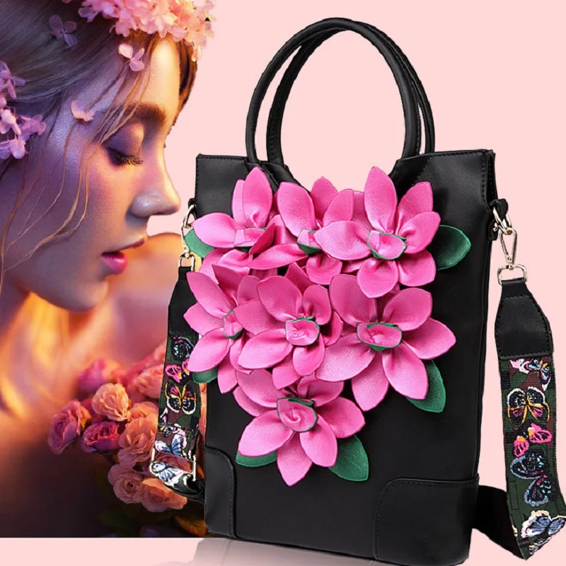 Women New Fashion Large Capacity National Style Applique Tote Bag Shoulder Bag Evening Bag Party Daily Big Flower