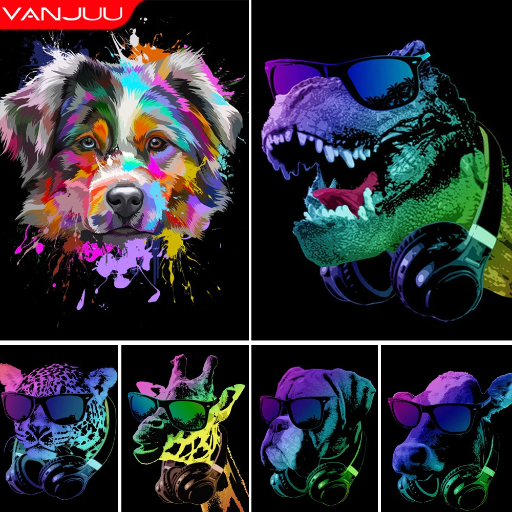 

5D Diamond Mosaic Laser Animal Diamond Painting Dog Monkey Glasses Rhinestone Embroidery Full Drill DIY Home Decor