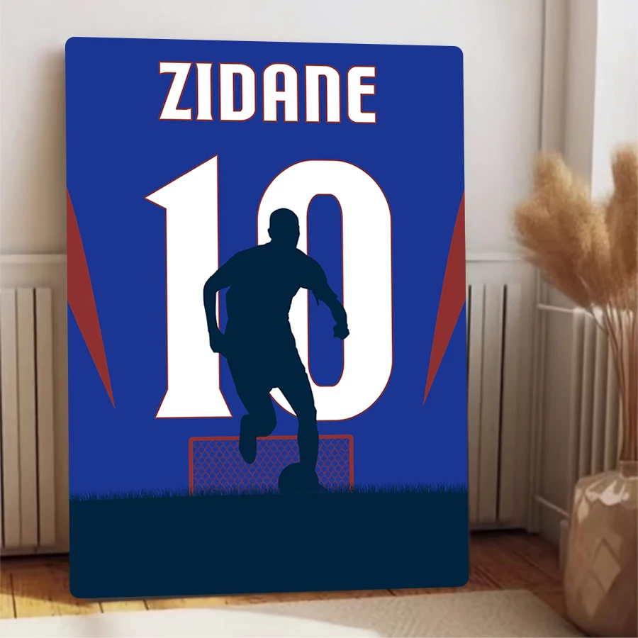 Фото Zidane номер 10, силуэт футболиста, металлическая настенная живопись, спортивная звезда, домашний декор, коллекция фанатов, подарок №4