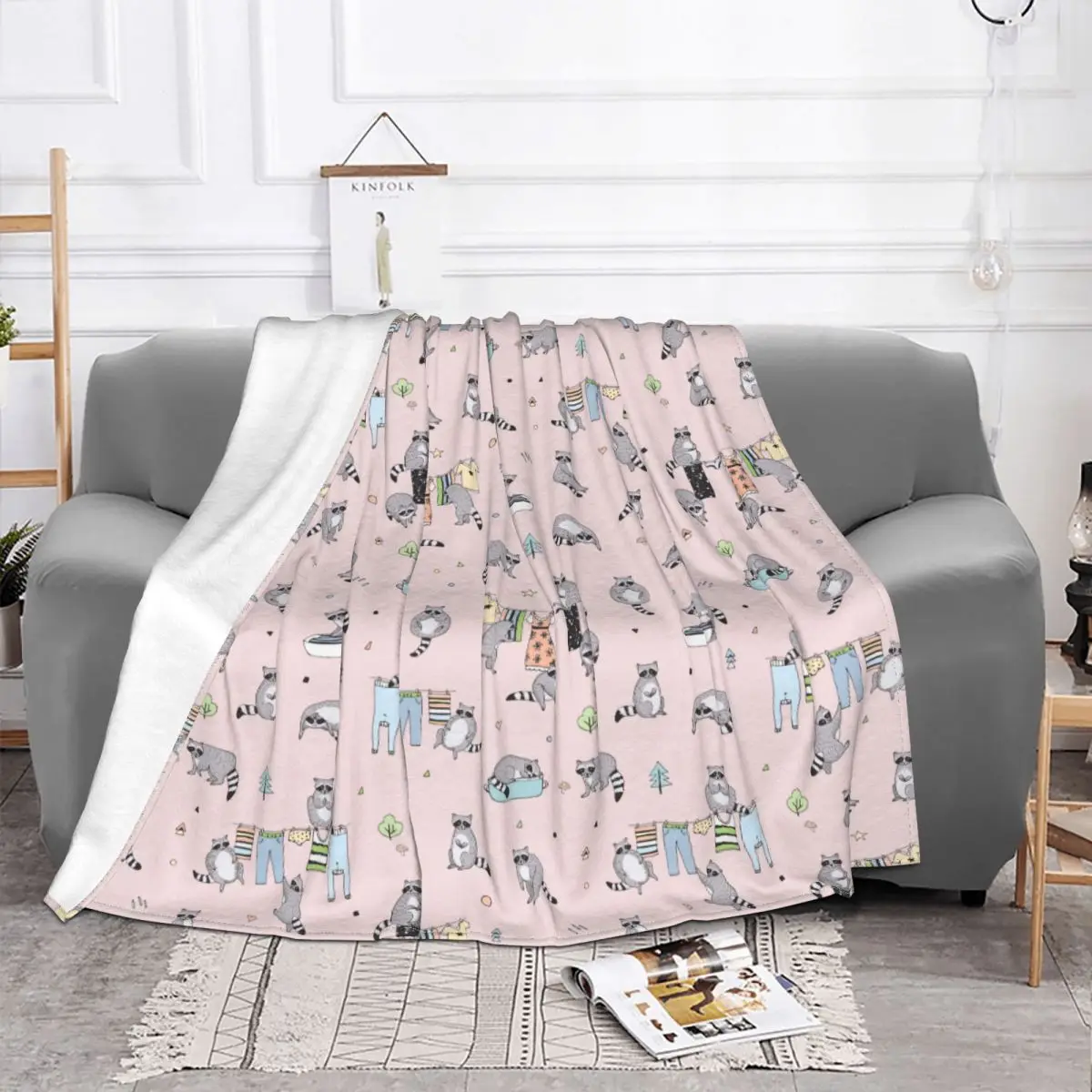 

Забавные одеяла из енота, флисовый Текстильный декор, розовые многофункциональные теплые одеяла для кровати, дивана, покрывало