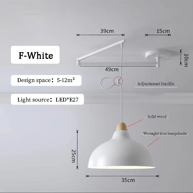 

Современные Люстры-качалки для обеденного стола с длинным полюсом, Скандинавская простая складная телескопическая люстра с длинной рукояткой