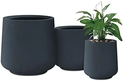 

15.3"+11.6"+8.2" Dia Round Concrete Planter,Large Planter Pots Containers with Drainage Holes for , Balcony, Backyar