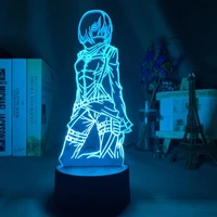 3d lamp attack on titan mikasa ackerman figure kids nightlight for room decoration led color changing night light anime gift