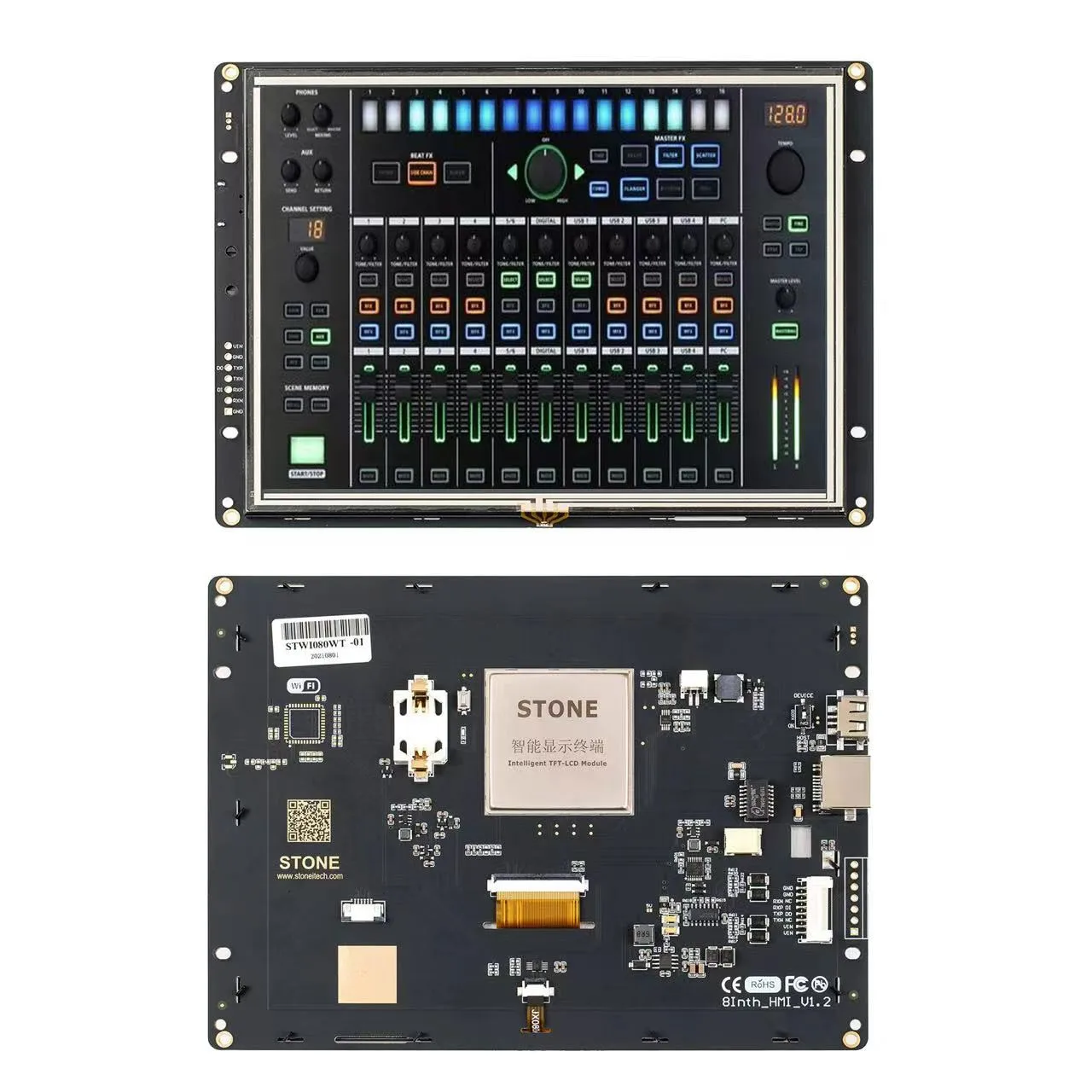 SCBRHMI 8 Inch Full-Color Upgrade LCD Display, HMI Resistive Touch Screen RTC with UART Port for Industry Control