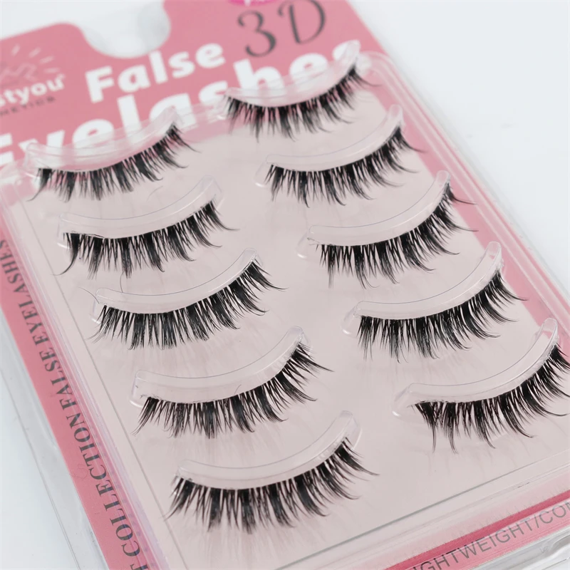 5 пар, прозрачные Объемные Накладные ресницы, 10 мм