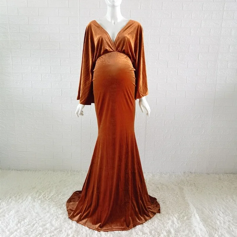 Платье в стиле бохо для беременных с V-образным вырезом