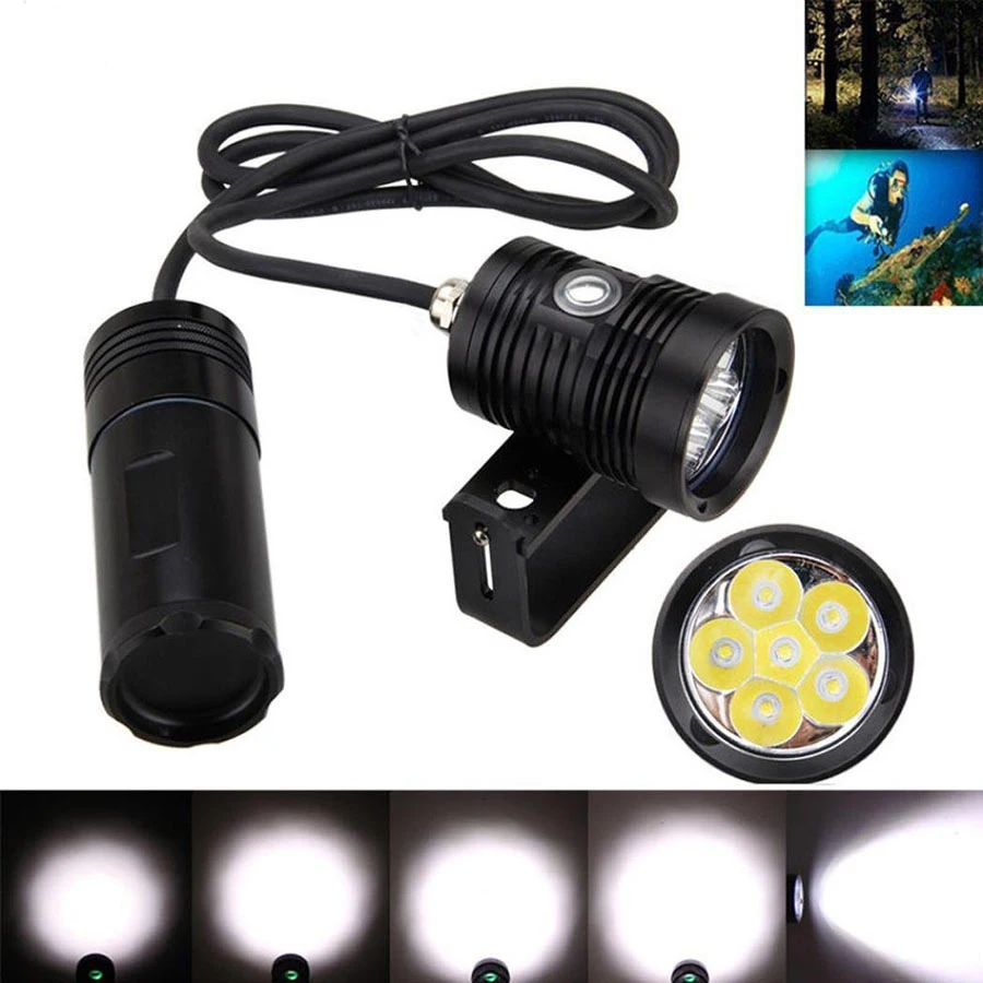 LED Diving Flashlight Aluminum Underwater 150m Waterproof Photography Tactical Light Highlighted 10000lm 6xL2 LED Torch
