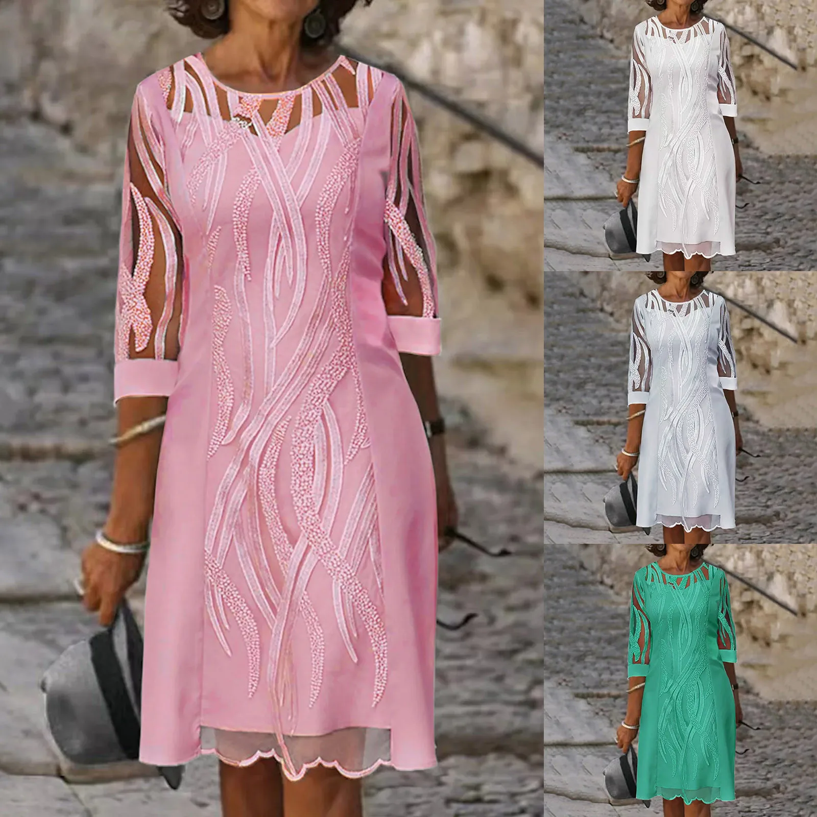 

Women's Lace Dress Bow Belt Elegant Irregular Length Dress Sleeveless Chiffon Dress Bridesmaid Cocktail Party Dress Abs Gown