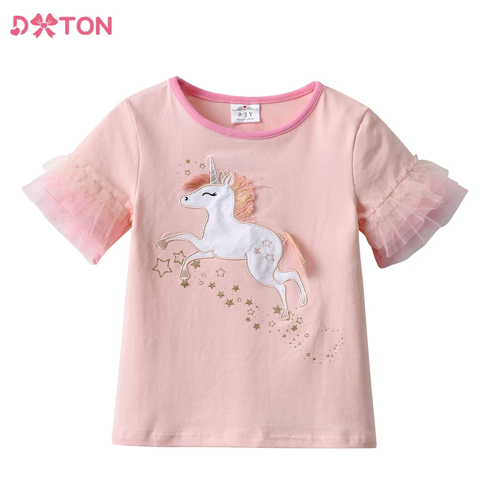 

DXTON Kids Girl Unicorn T Shirts for Girls Summer Cotton Tops and Tees Clothes Children T-shirts Casual Shirts 3 to 8 Years