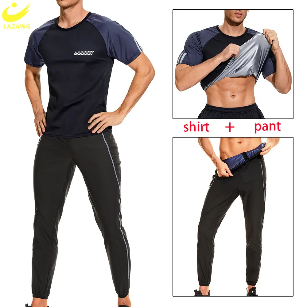 lazawg-men-sauna-set-sweat-suit-pant-t-shirt-per-la-perdita-di-peso-leggings-dimagranti-workout-top-jacket-body-shaper-fat-burner-fitness-gym