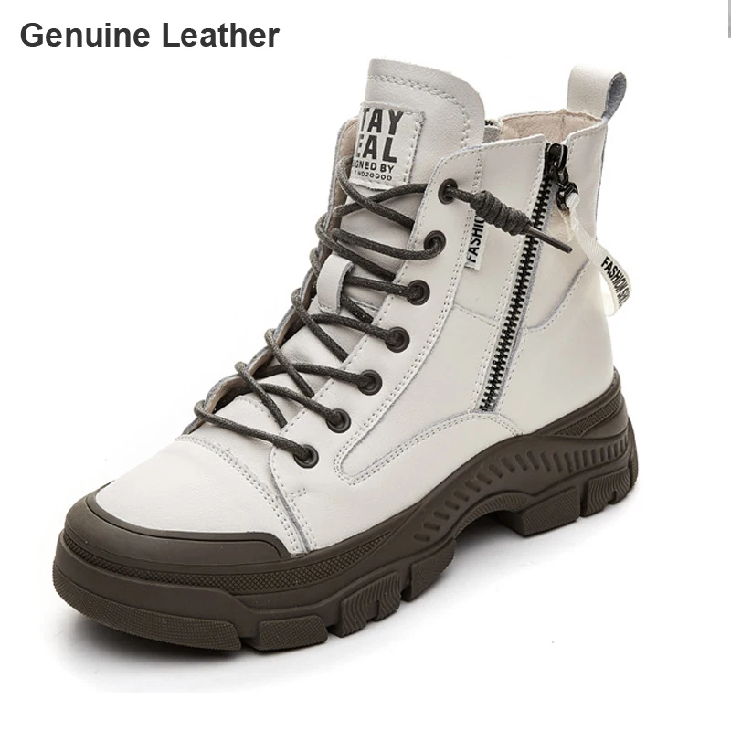 

Genuine Leather Modern Boots Women New Autumn Winter Cow Leather Bottes High Quality Ankle Boots Korean Shoes Thick Sole Bottes