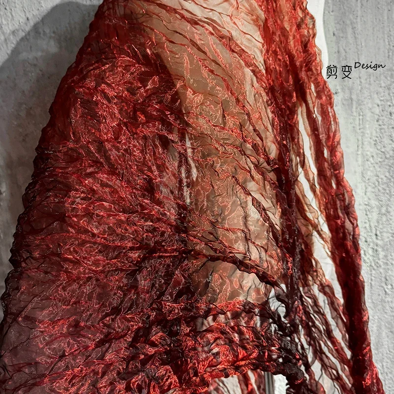 Irregularly Pleated Organza Water Light Mesh Creative Three-dimensional Texture Skirt Clothing Designer Fabric