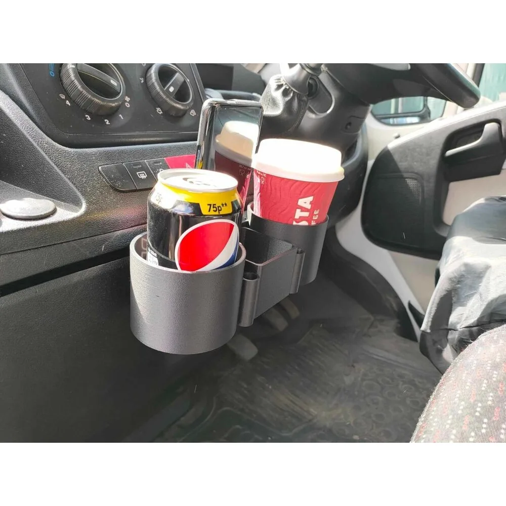 Фото Двойной держатель для чашки центральной консоли для Fiat Ducato Peugeot Boxer Citroen Relay Van Center 2007+ 3D-печать для хранения мобильных телефонов №1