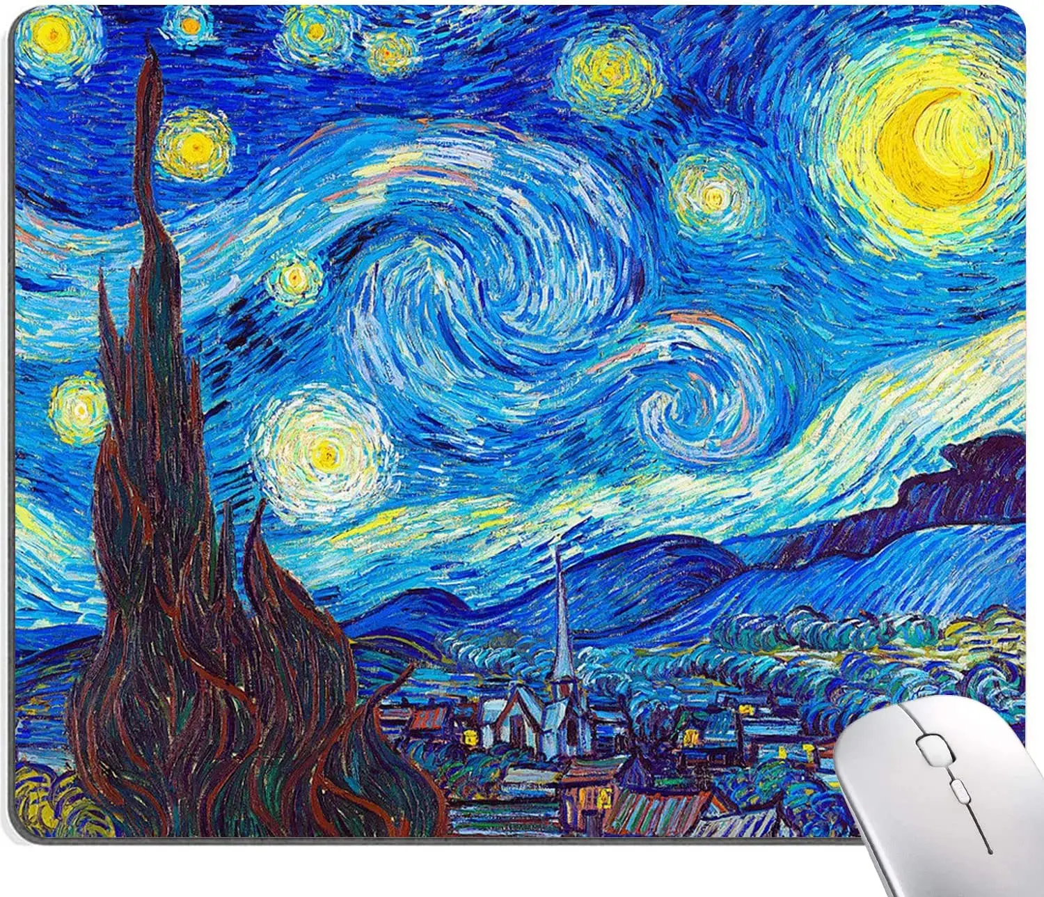 

Mouse Pad Van Gogh Starry Sky Oil Painting Mouse Pad Square Mouse Mat Waterproof Mousepad Non-Slip Rubber Base Mouse Pads
