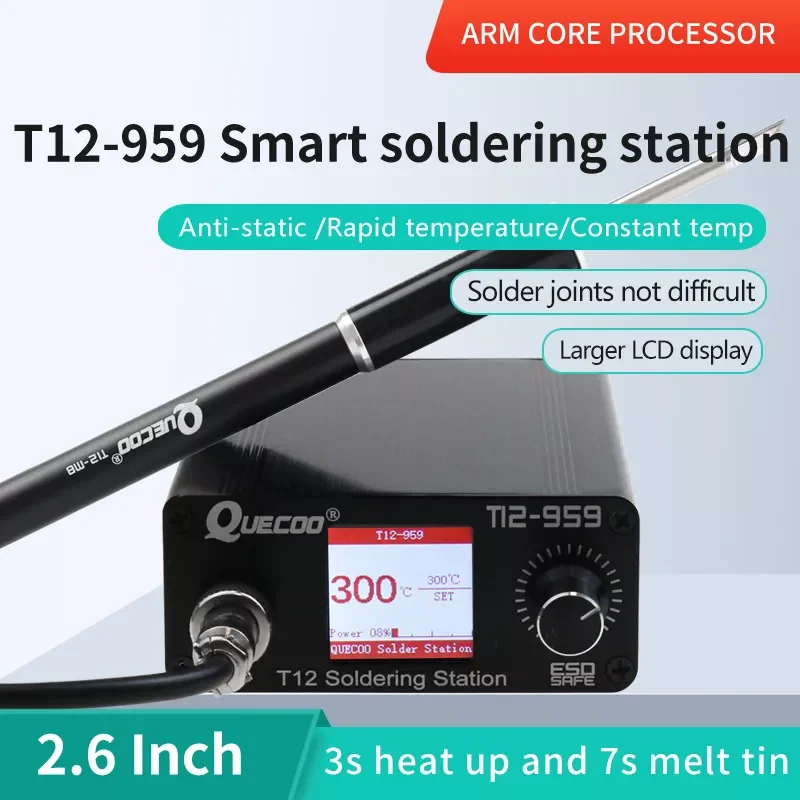 

T12-959 V5.1 Soldering Station Electronic Soldering iron 2.6inch bigger Digital display and 5pin M8 handle iron tip