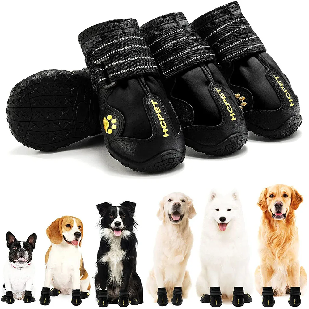 

Dog Boots, Waterproof Dog Shoes, Dog Boots with Reflective Sturdy Non-Slip Soles and Non-Slip, Medium Dog Outdoor Dog Shoes Set