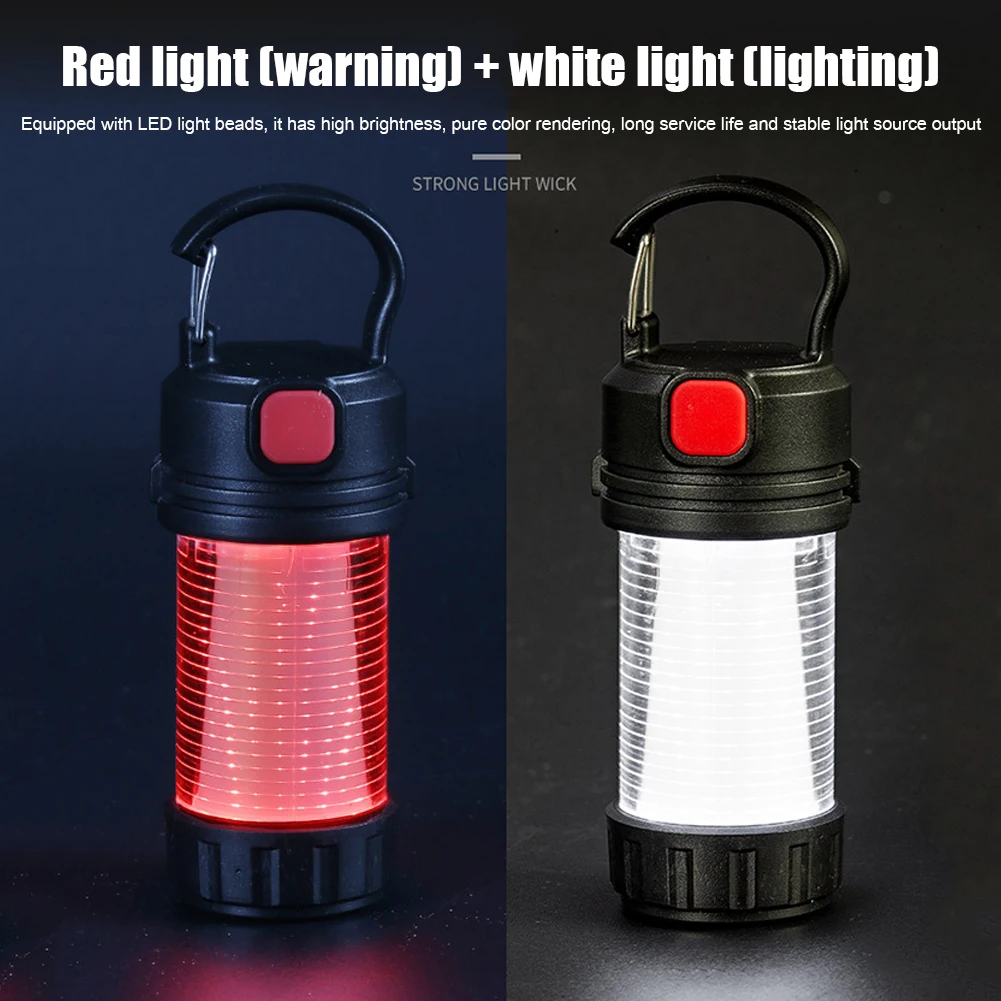 

5 Modes Portable LED Mini Lanterns Lamp Hanging Emergency Camping Work Flashlight with Hook for Outdoor Tent Fishing Hiking