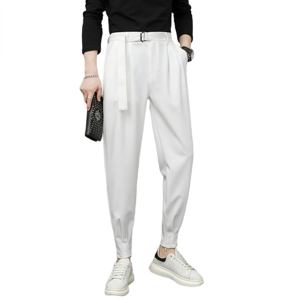 

Spring Summer Suit Pants Men Stretch Business Elastic Casual Formal Waist Slim Ankle Length Pant Korean Thin Trousers Male H13