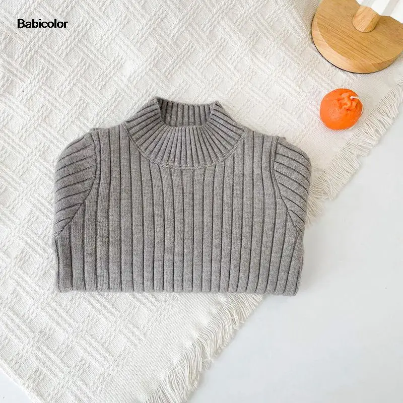 

Коллекция 2022 года, осенние детские свитера для мальчиков и девочек, трикотажное пальто средней длины с высоким воротником, топ с длинными ру...