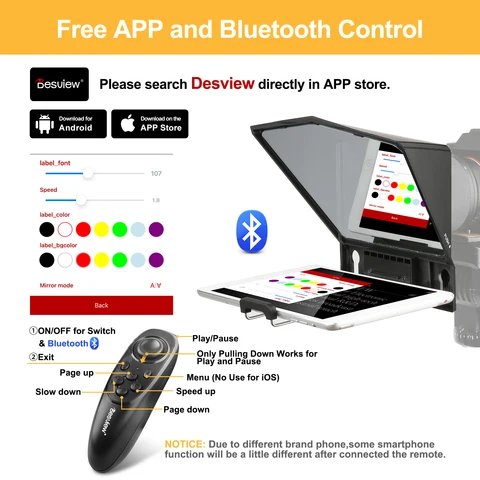 Телесуфлер Desview T2 для iPad, планшетов, смартфонов до 8 дюймов