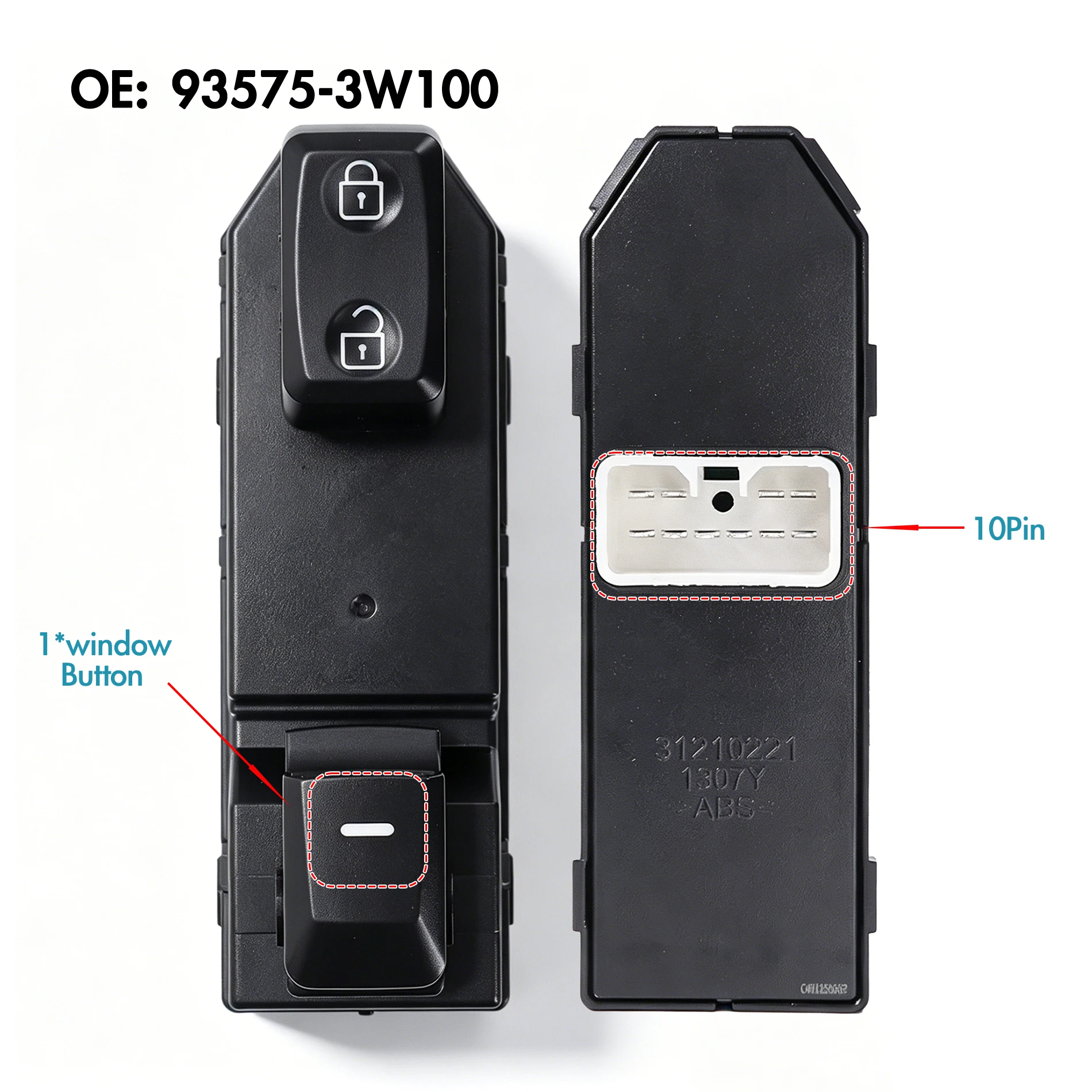 Фото 93575-3W100 93576-3W100 Для Kia Sportage 2010-2016, передний правый электрический переключатель стеклоподъемника, кнопка управления стеклоподъемником №4