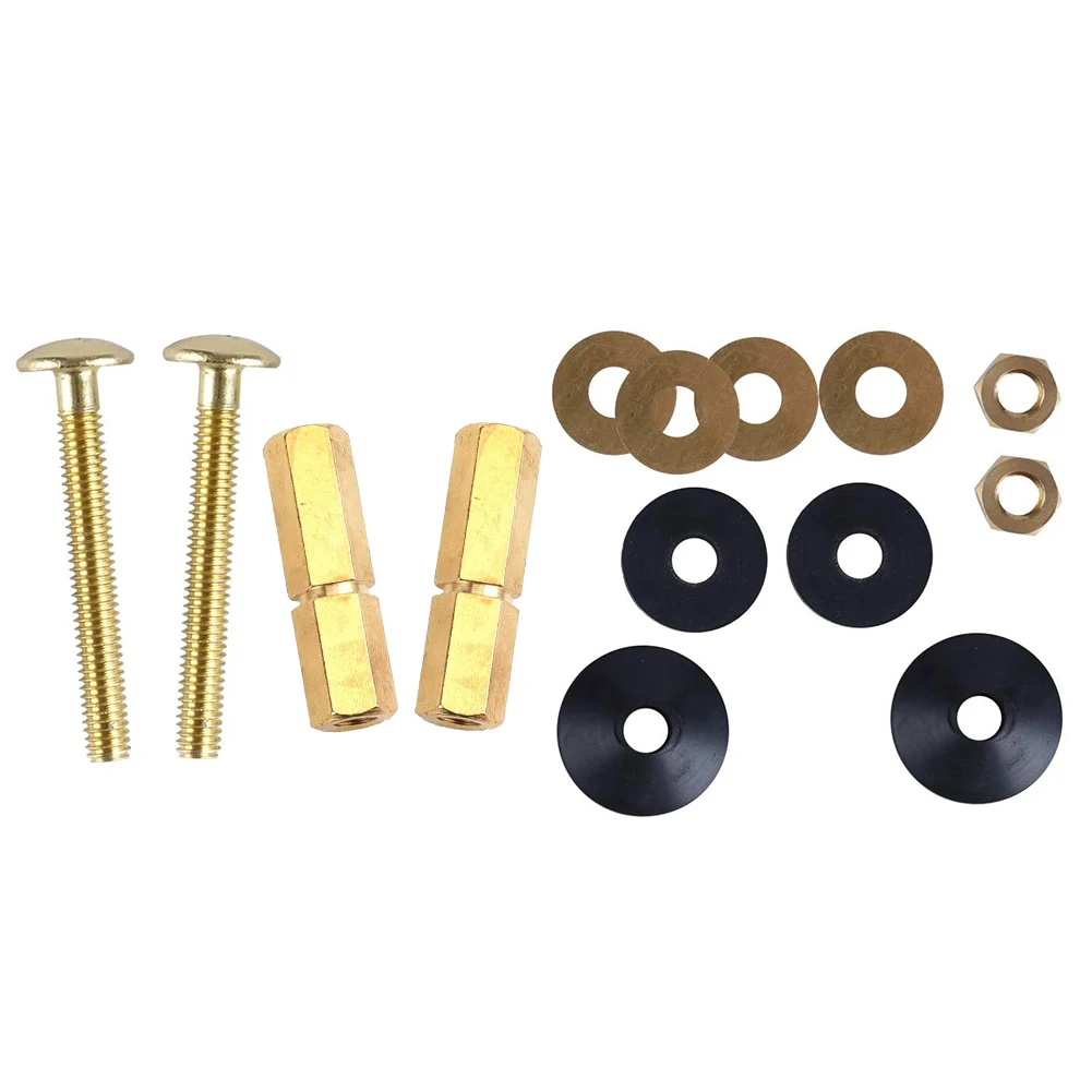 

2pcs Toilet Tank To Bowl Bolt Kit Universal Extra Long Nuts Solid Brass Hardware Double Gaskets Heavy Duty Repair For Fastening