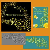 2022 new hot foil flowing notes music background christmas metal cutting dies scrapbooking embossing frames card craft