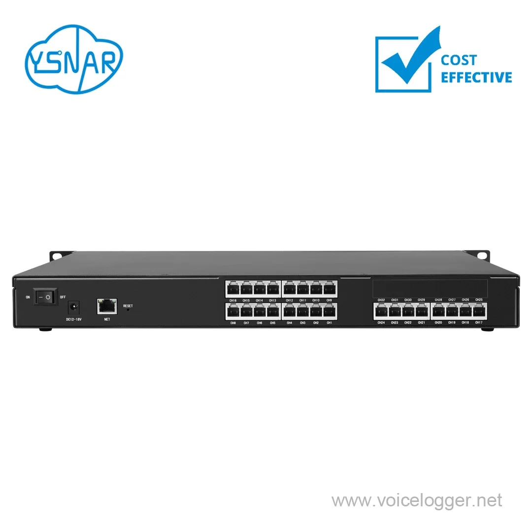 24-канальный автономный сетевой голосовой регистратор 1U Rack проводной диктофон