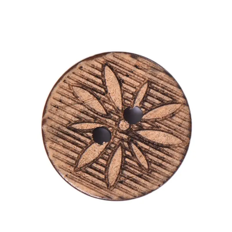 

50pcs Coconut Shell Buttons Retro Round Buttons Hand-sewing Process Two-holes Button For Clothes Decoration DIY Crafts